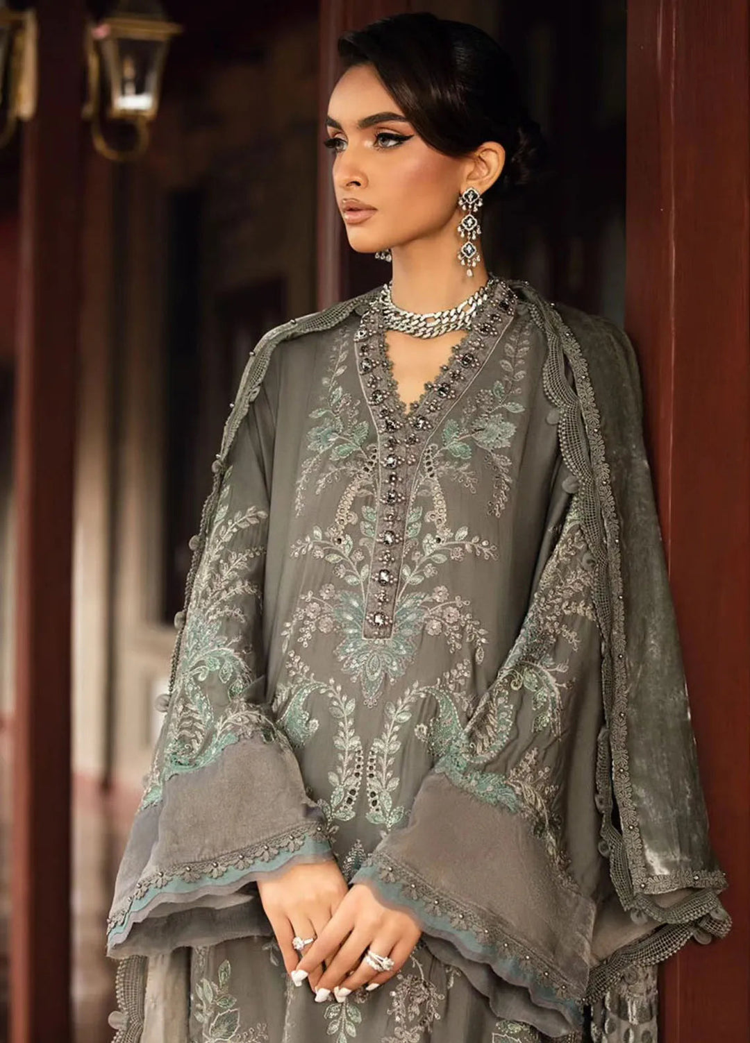 Maria B Embroidered Suit Unstitched 3 Piece D-09 - Winter Collection
