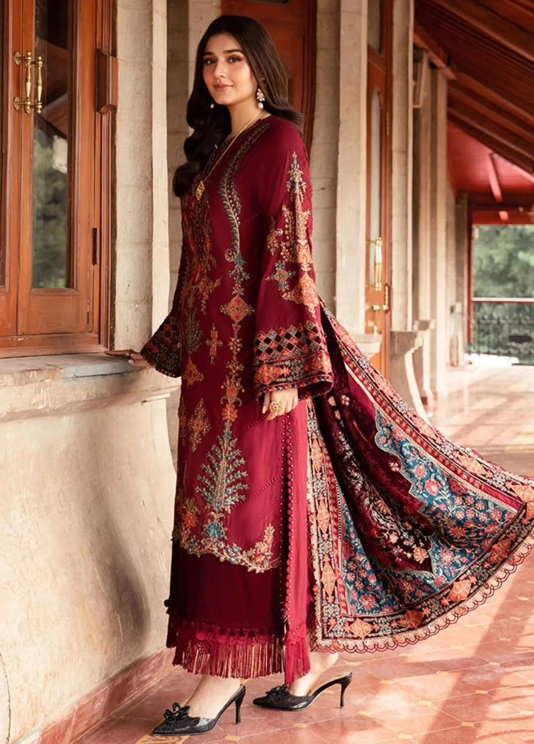Maria B Embroidered Suit Unstitched 3 Piece D-10 - Winter Collection