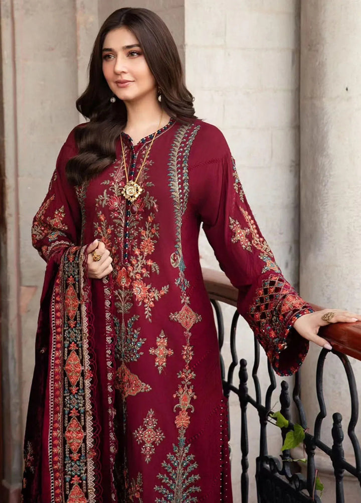 Maria B Embroidered Suit Unstitched 3 Piece D-10 - Winter Collection