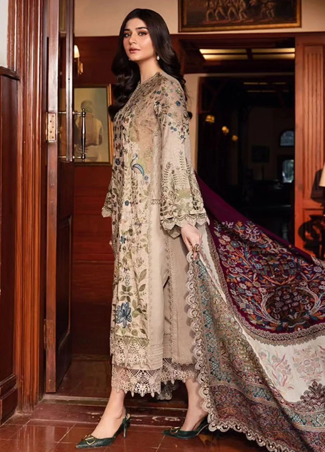 Maria B Embroidered Suit Unstitched 3 Piece D-11 - Winter Collection