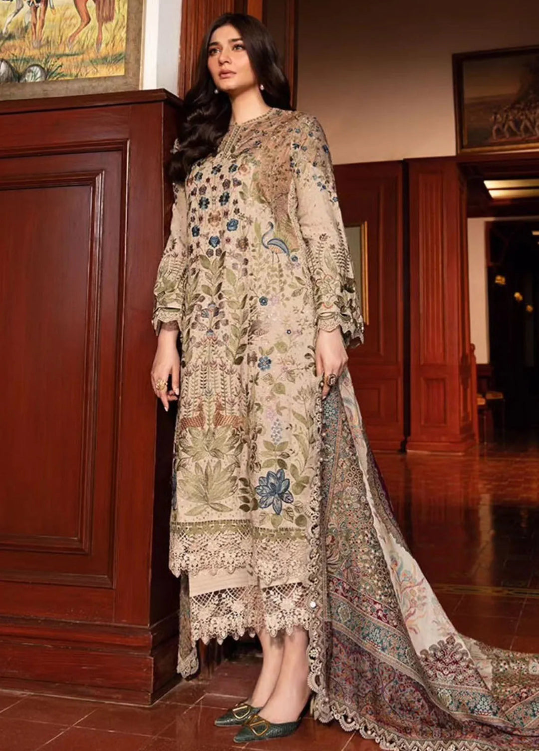 Maria B Embroidered Suit Unstitched 3 Piece D-11 - Winter Collection