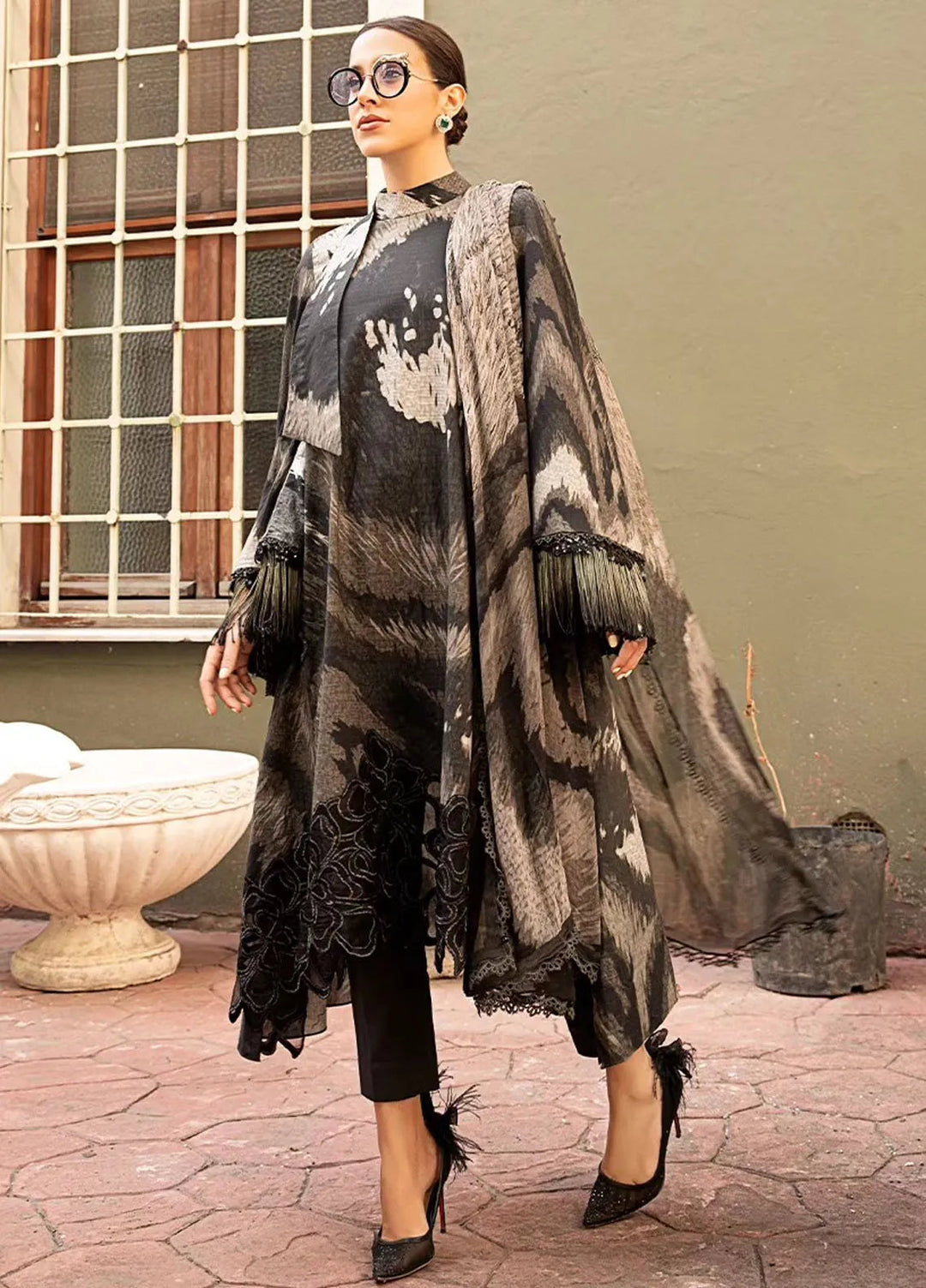 Maria B Embroidered Suit Unstitched 3 Piece MB2424PF 10A - Fall Collection