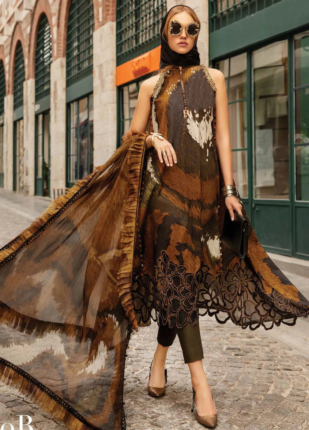 Maria B Embroidered Suit Unstitched 3 Piece MB2424PF 10B - Fall Collection