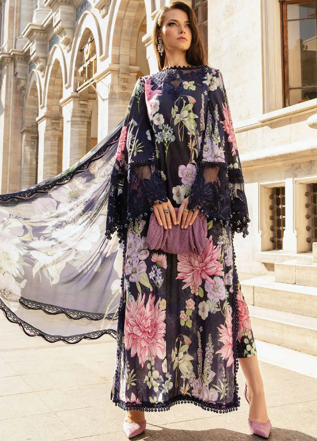 Maria B Embroidered Suit Unstitched 3 Piece MB2424PF 6B - Fall Collection