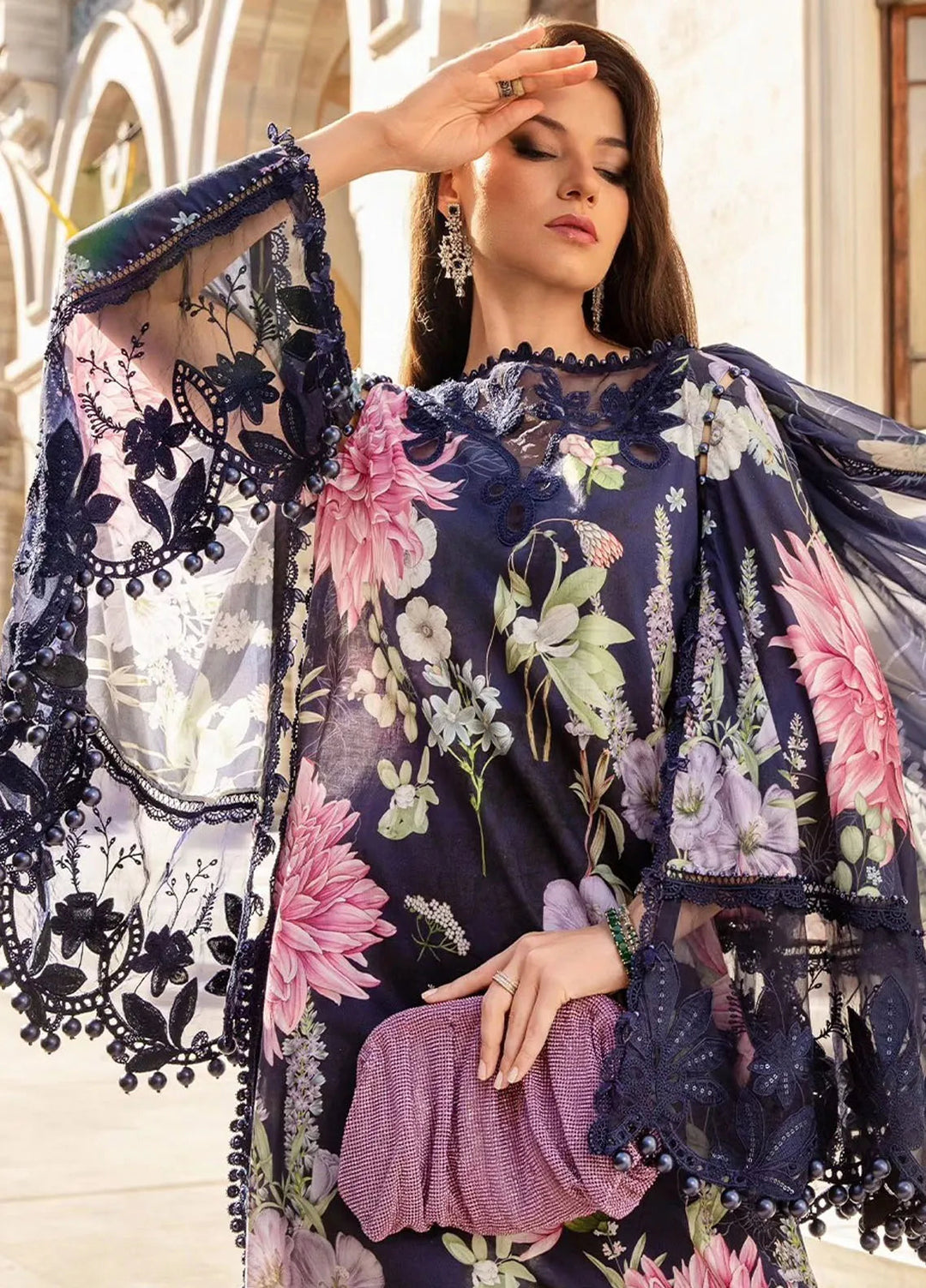 Maria B Embroidered Suit Unstitched 3 Piece MB2424PF 6B - Fall Collection