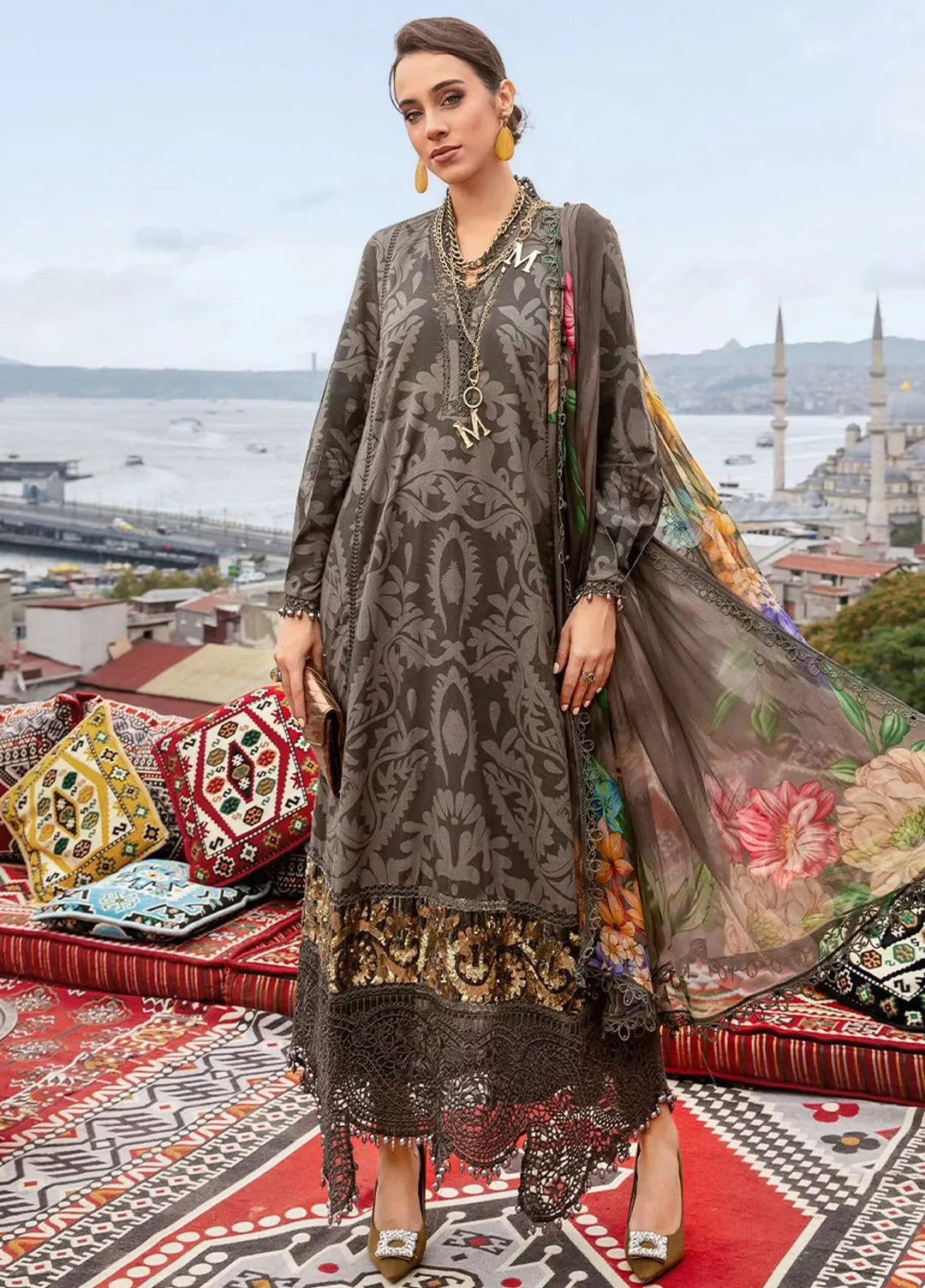 Maria B Embroidered Suit Unstitched 3 Piece MB2424PF 7A - Fall Collection