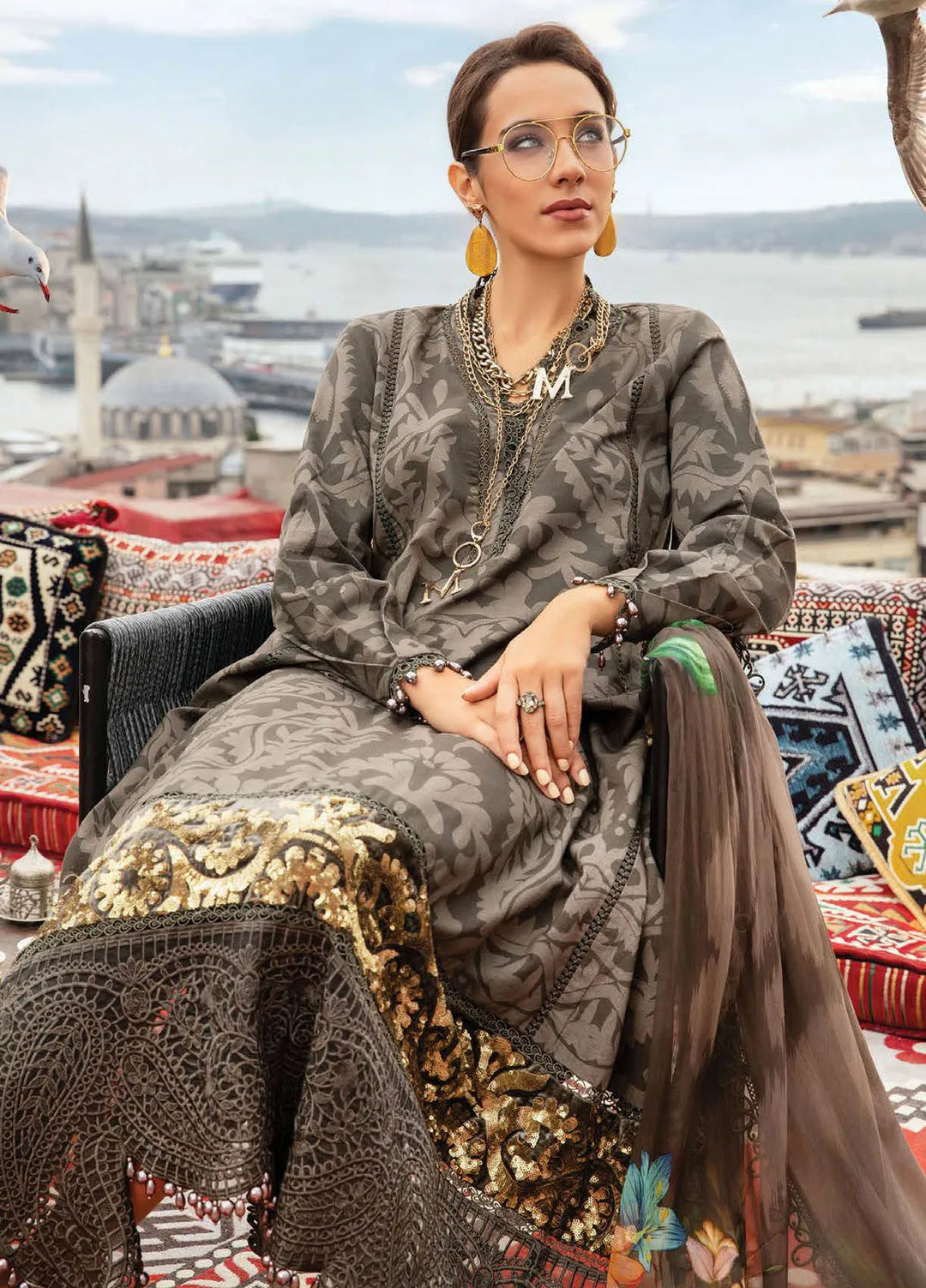 Maria B Embroidered Suit Unstitched 3 Piece MB2424PF 7A - Fall Collection