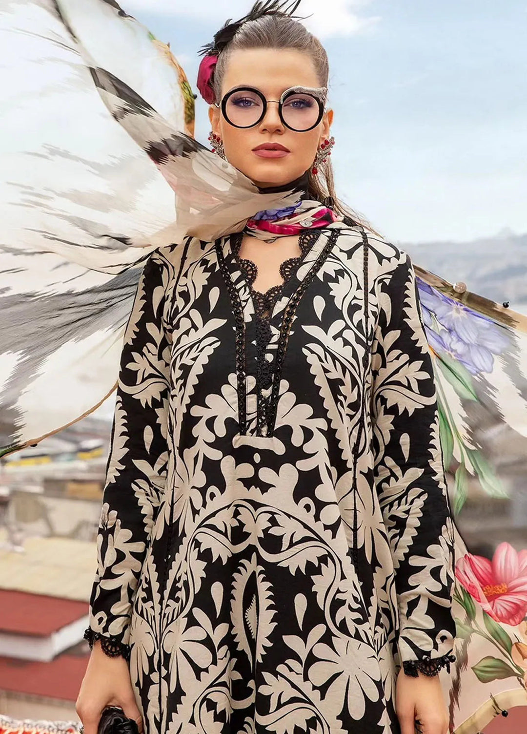 Maria B Embroidered Suit Unstitched 3 Piece MB2424PF 7B - Fall Collection