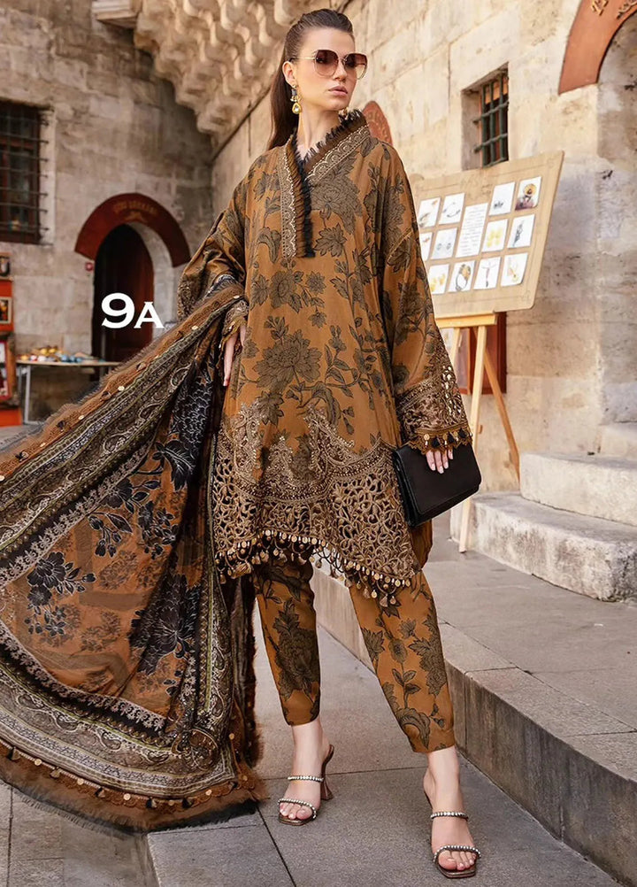 Maria B Embroidered Suit Unstitched 3 Piece MB2424PF 9A - Fall Collection