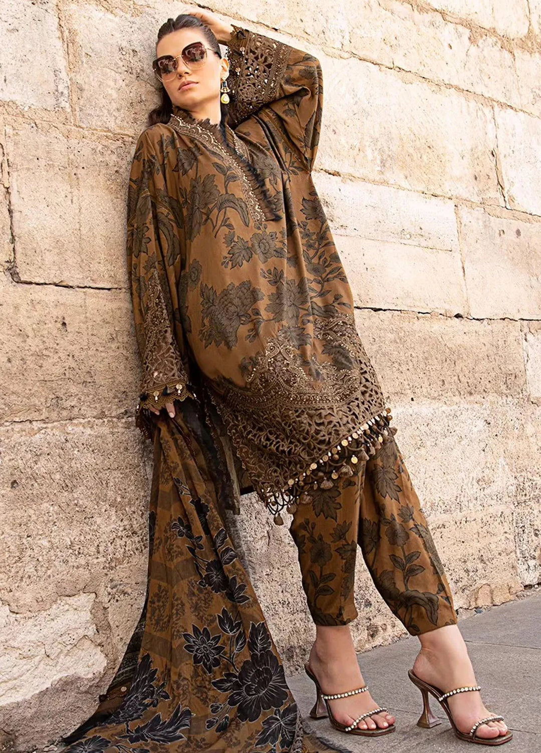 Maria B Embroidered Suit Unstitched 3 Piece MB2424PF 9A - Fall Collection