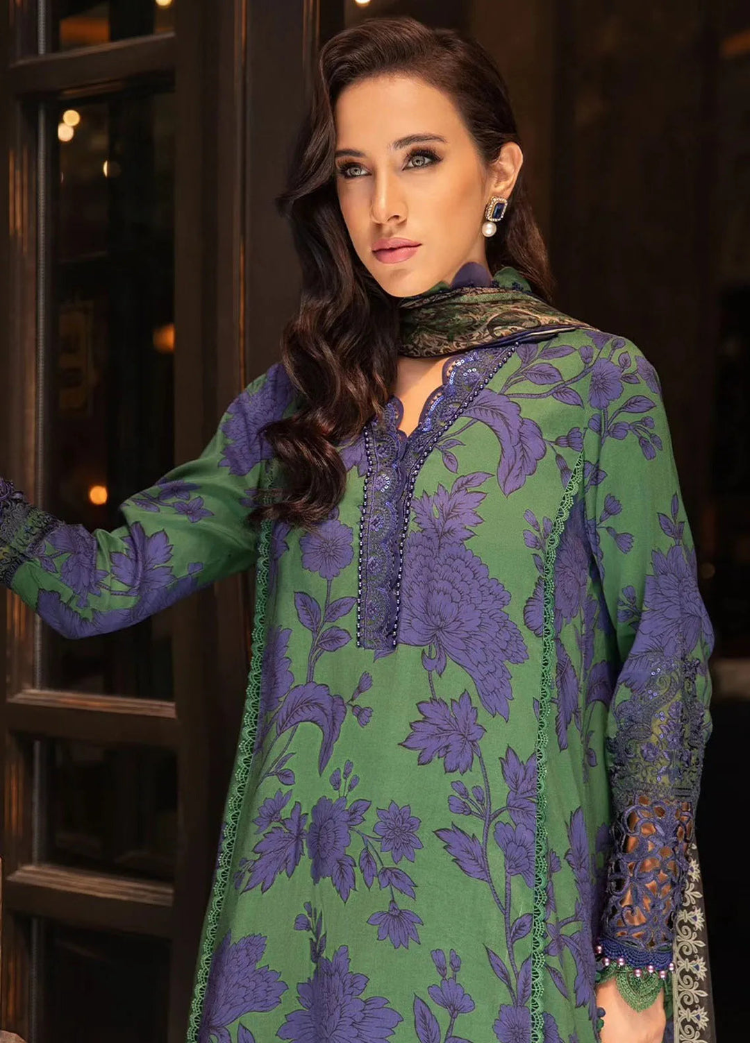 Maria B Embroidered Suit Unstitched 3 Piece MB2424PF 9B - Fall Collection