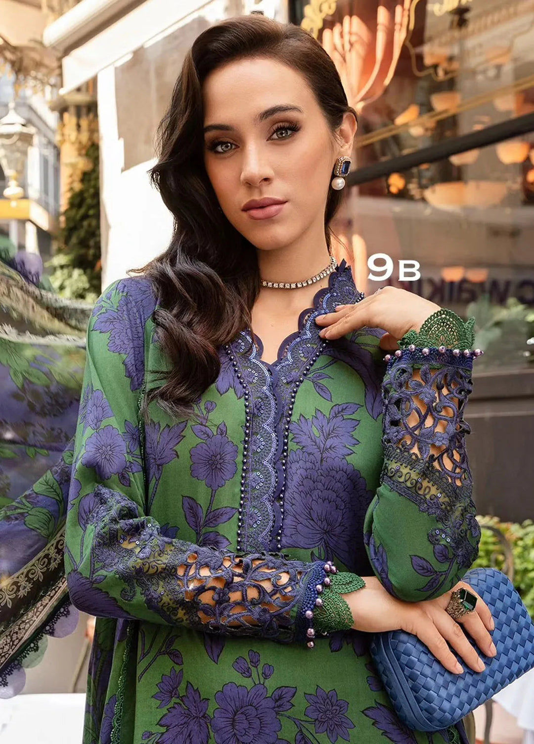 Maria B Embroidered Suit Unstitched 3 Piece MB2424PF 9B - Fall Collection
