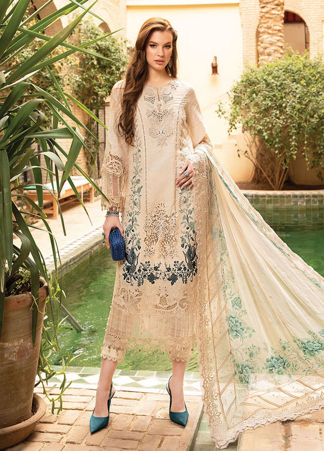 Maria B Embroidered  Suits Unstitched 3 Piece MB24LL 14B - Luxury Lawn Collection