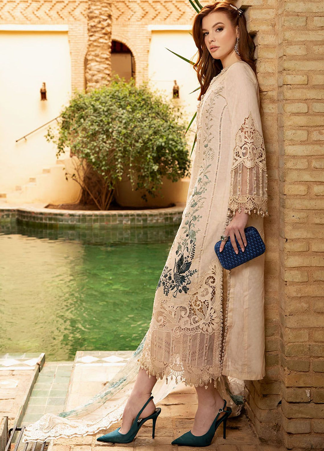 Minor Defect -  Maria B Embroidered  Suits Unstitched 3 Piece MB24LL 14B - Luxury Lawn Collection