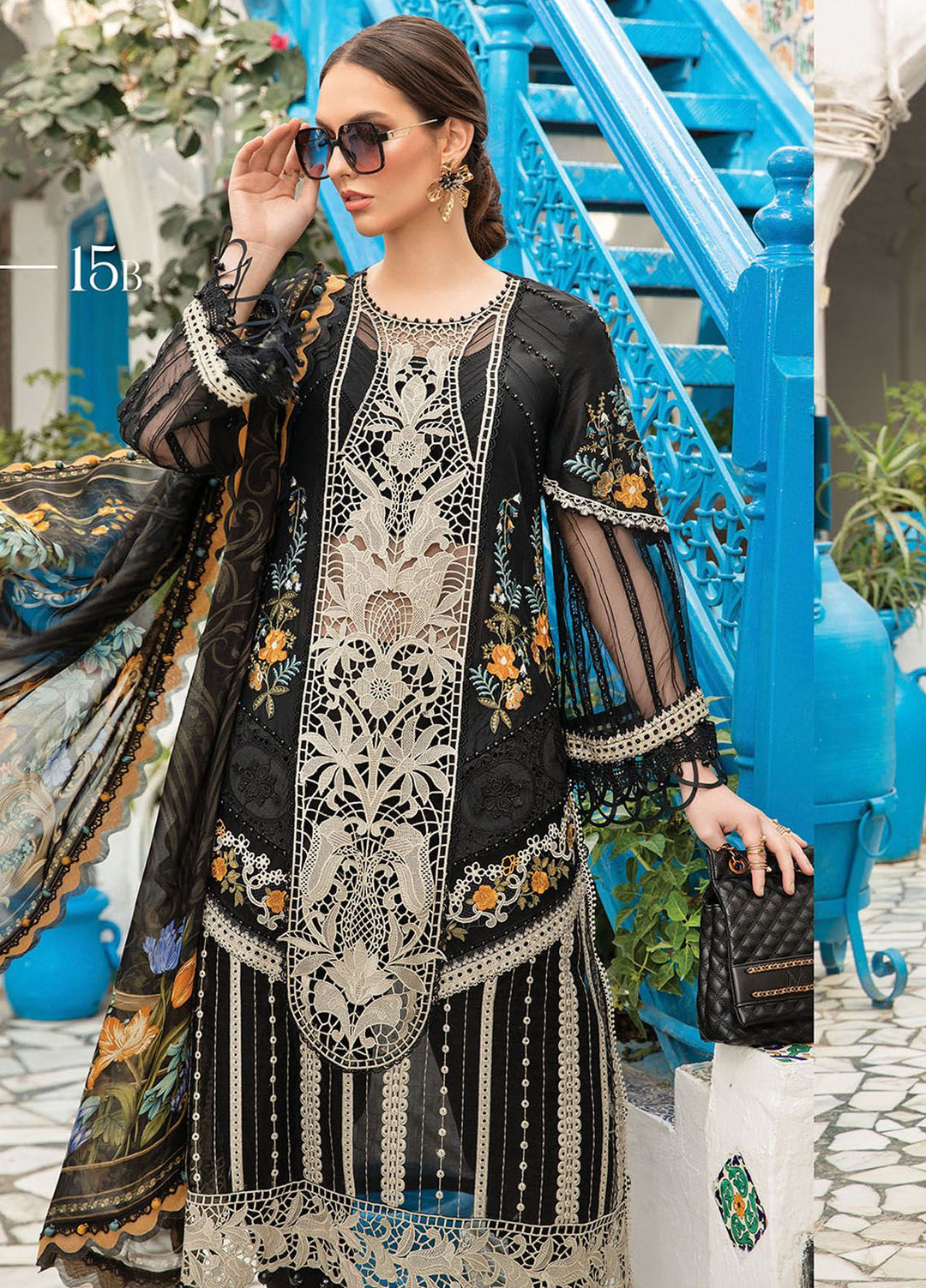 Maria B Embroidered  Suits Unstitched 3 Piece MB24LL 15B - Luxury Lawn Collection