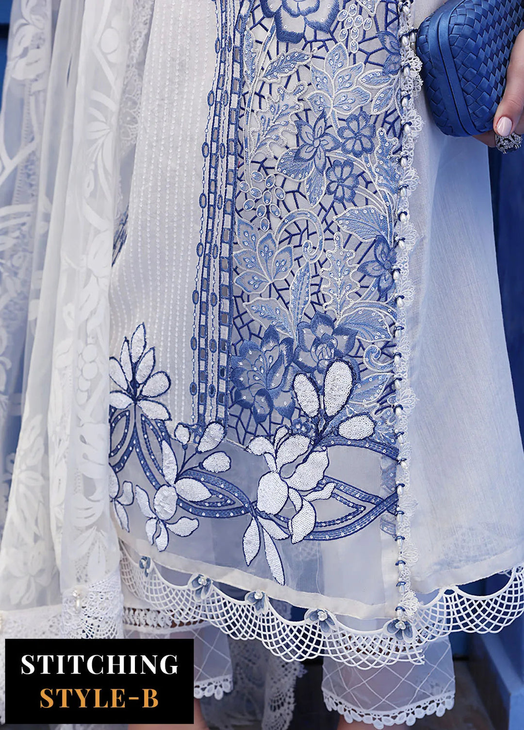 Maria B Embroidered Suits Unstitched 3 Piece MB25VL D-10A - Luxury Collection