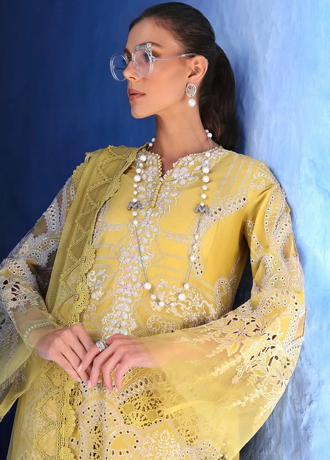 Maria B Embroidered Suits Unstitched 3 Piece MB25VL D-12A - Luxury Collection