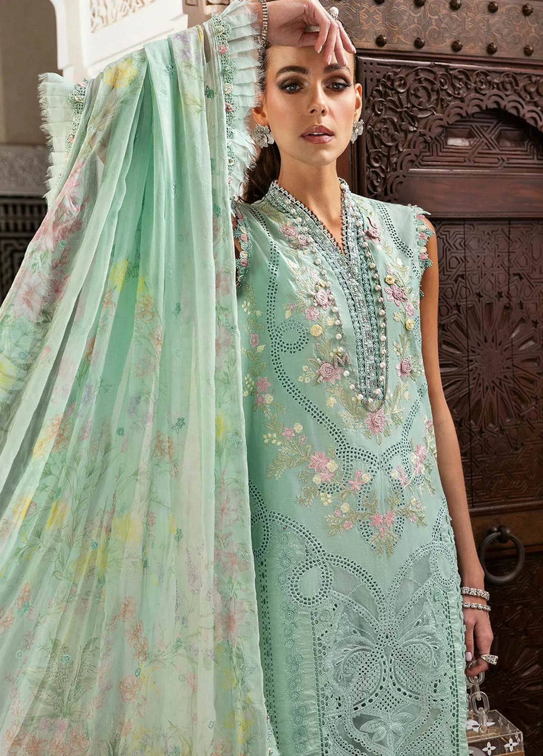 Maria B Embroidered Suits Unstitched 3 Piece MB25VL D-14A - Luxury Collection