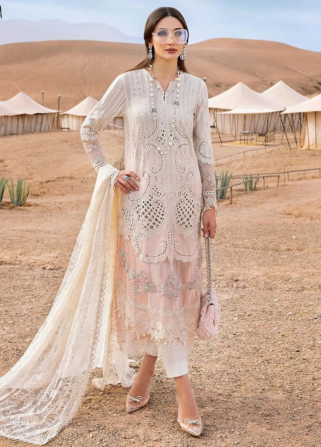 Minor Defect - Maria B Embroidered Suits Unstitched 3 Piece MB25VL D-15A - Luxury Collection