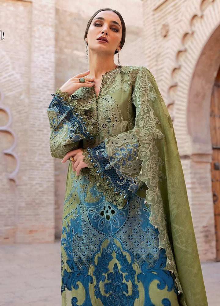 Maria B Embroidered Suits Unstitched 3 Piece MB25VL D-1A - Luxury Collection