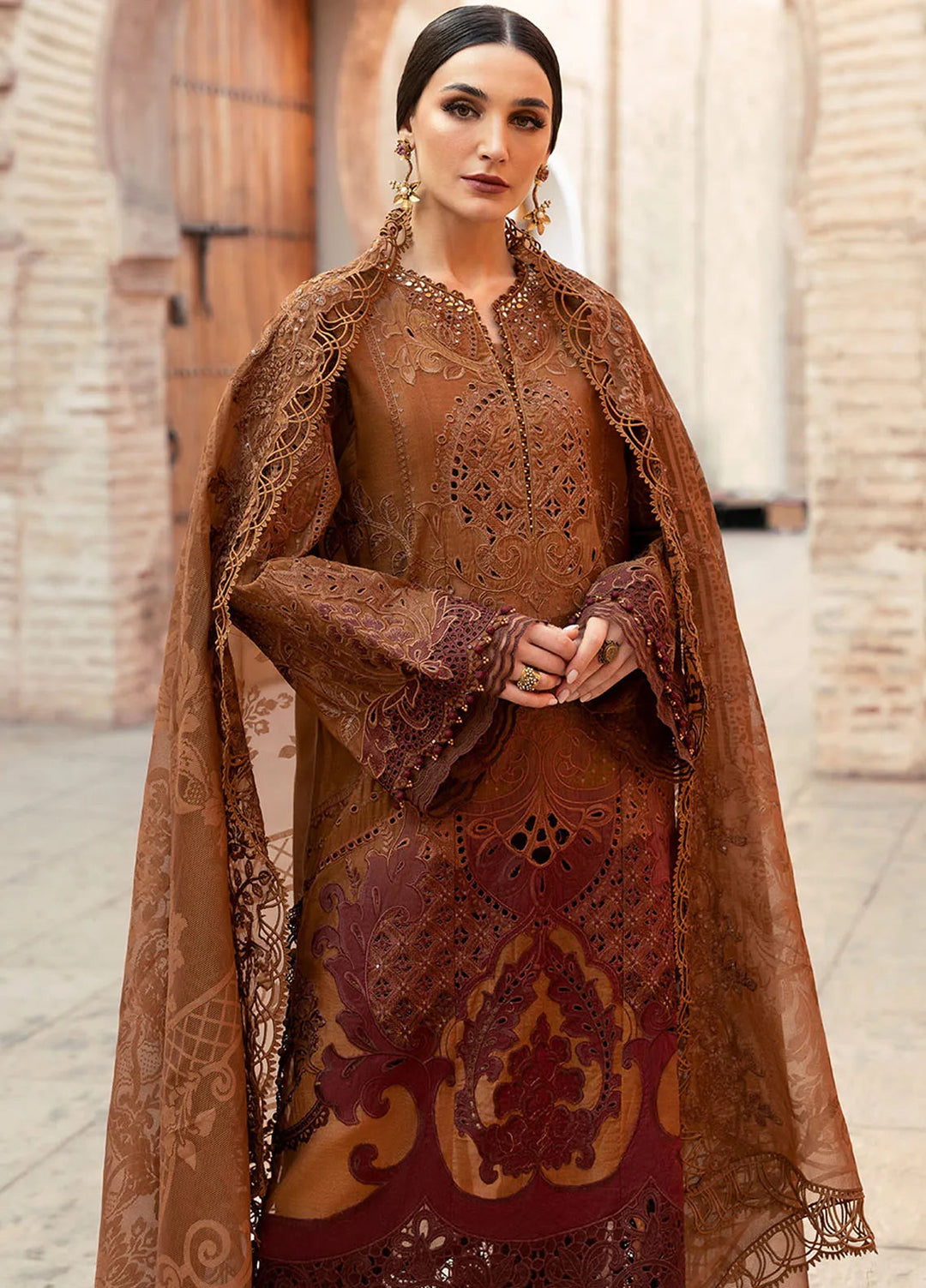 Maria B Embroidered Suits Unstitched 3 Piece MB25VL D-1B - Luxury Collection