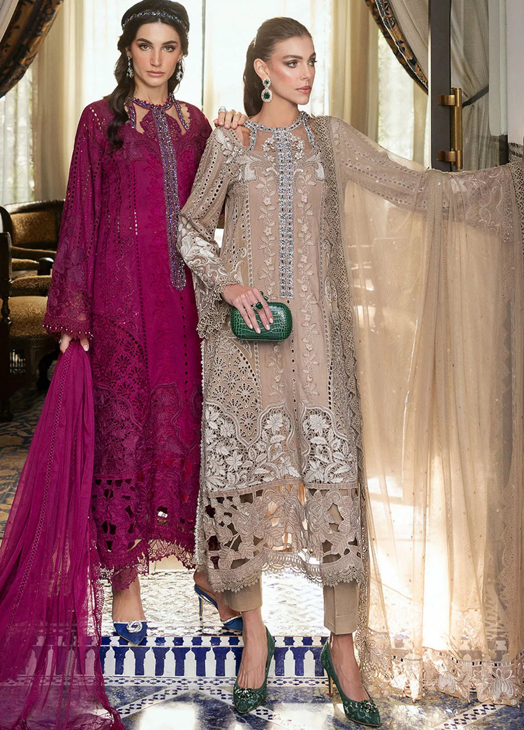 Maria B Embroidered Suits Unstitched 3 Piece MB25VL D-2A - Luxury Collection