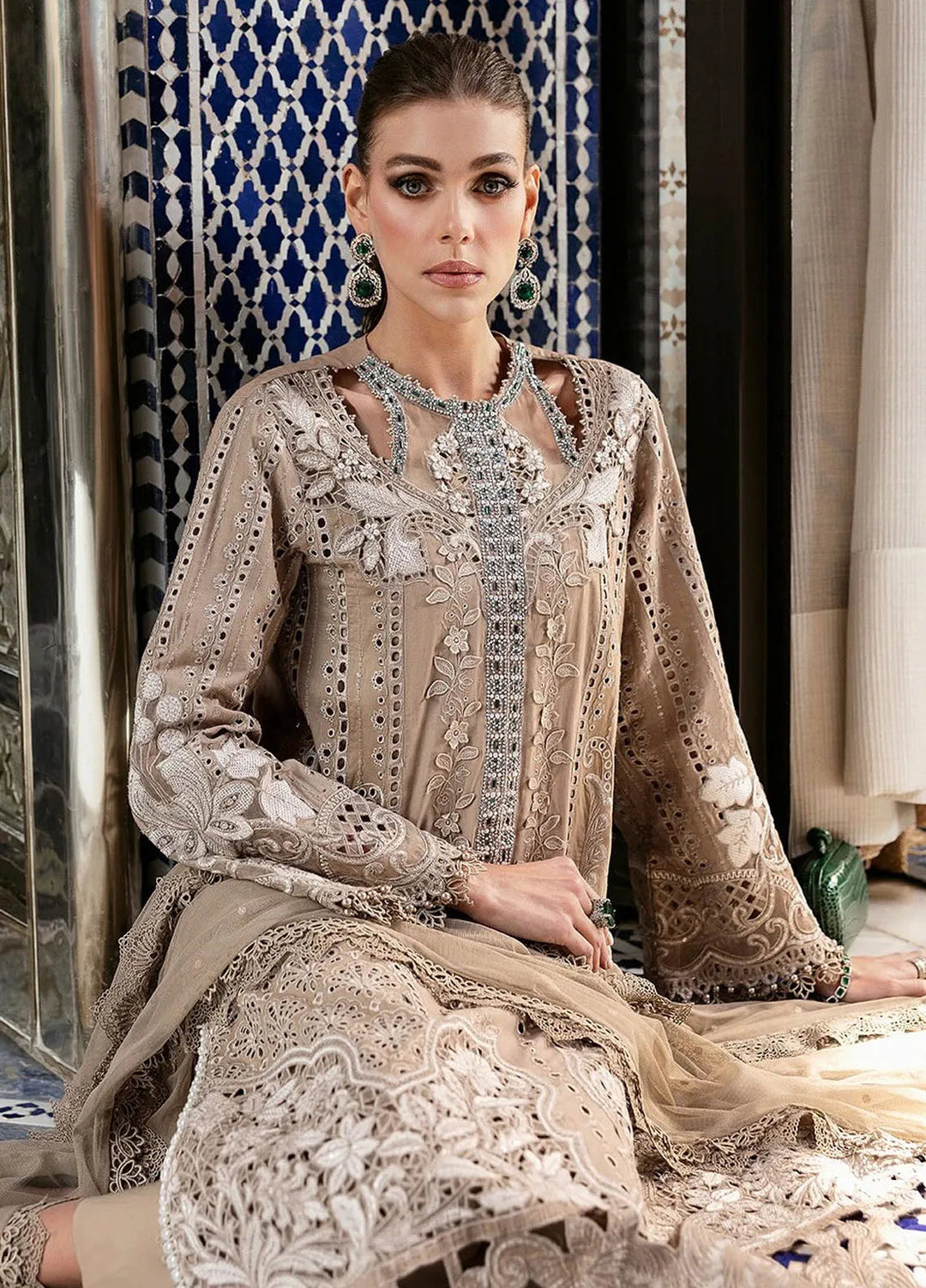 Maria B Embroidered Suits Unstitched 3 Piece MB25VL D-2A - Luxury Collection