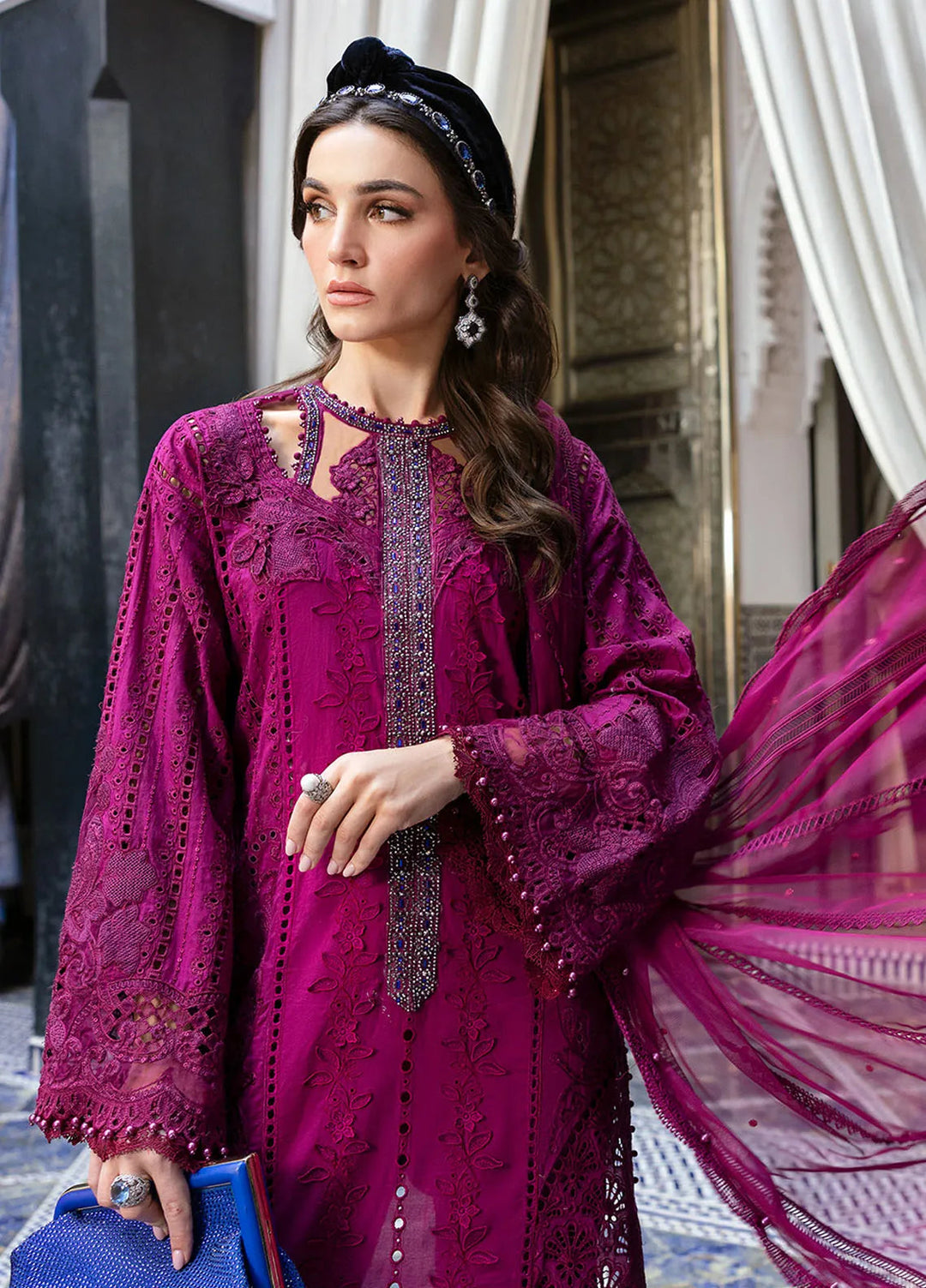 Maria B Embroidered Suits Unstitched 3 Piece MB25VL D-2B - Luxury Collection
