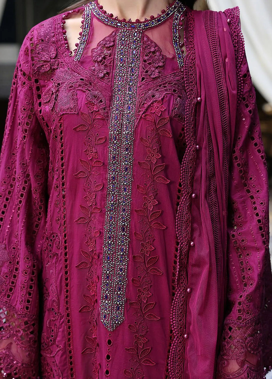 Maria B Embroidered Suits Unstitched 3 Piece MB25VL D-2B - Luxury Collection