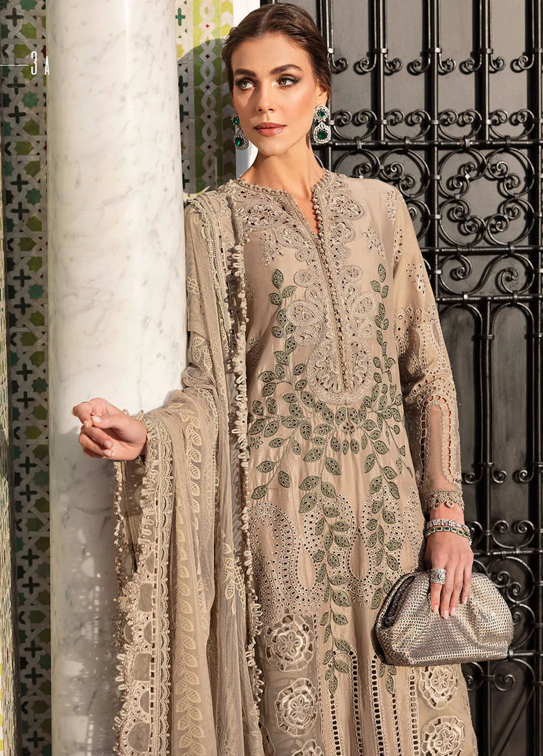 Maria B Embroidered Suits Unstitched 3 Piece MB25VL D-3A - Luxury Collection