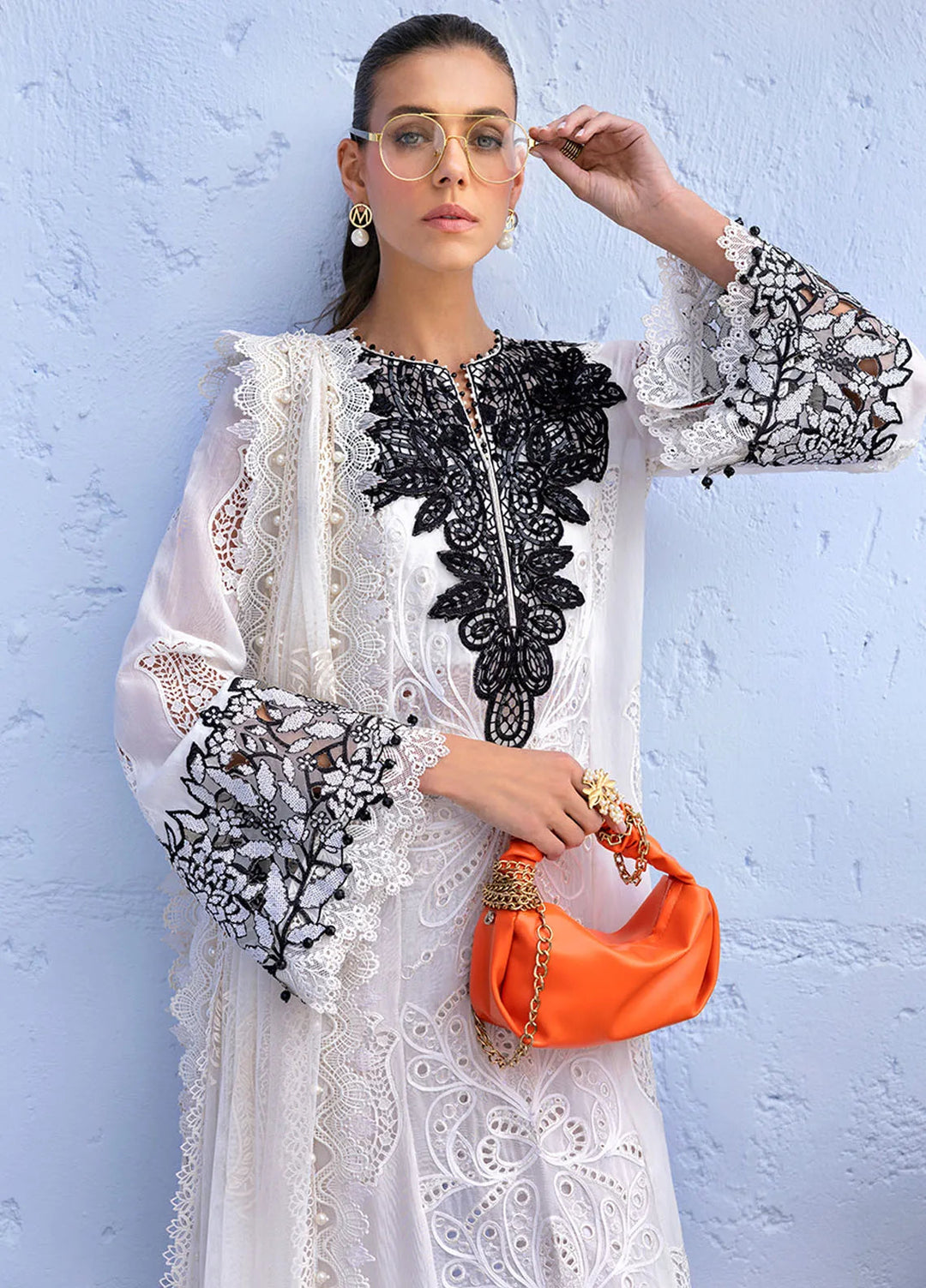 Maria B Embroidered Suits Unstitched 3 Piece MB25VL D-5A - Luxury Collection