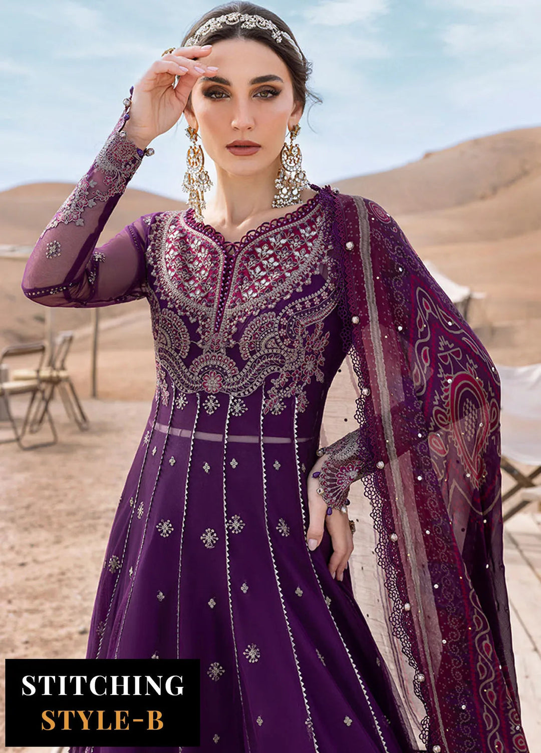 Minor Defect - Maria B Embroidered Suits Unstitched 3 Piece MB25VL D-7B - Luxury Collection