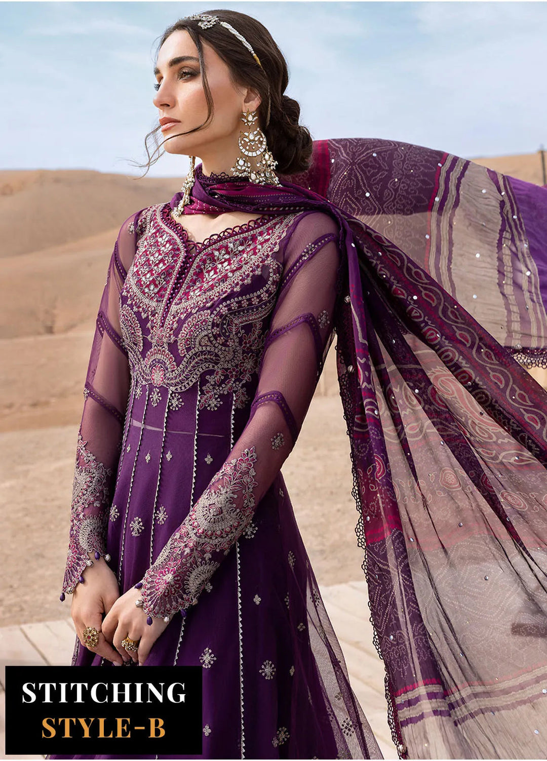 Minor Defect - Maria B Embroidered Suits Unstitched 3 Piece MB25VL D-7B - Luxury Collection