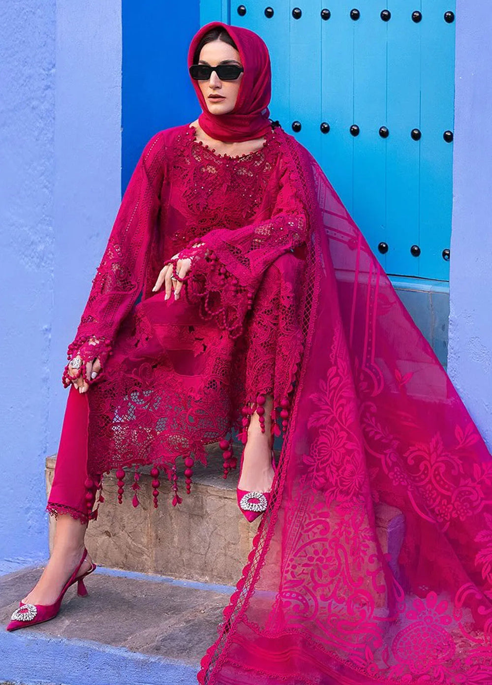 Maria B Embroidered Suits Unstitched 3 Piece MB25VL D-8A - Luxury Collection