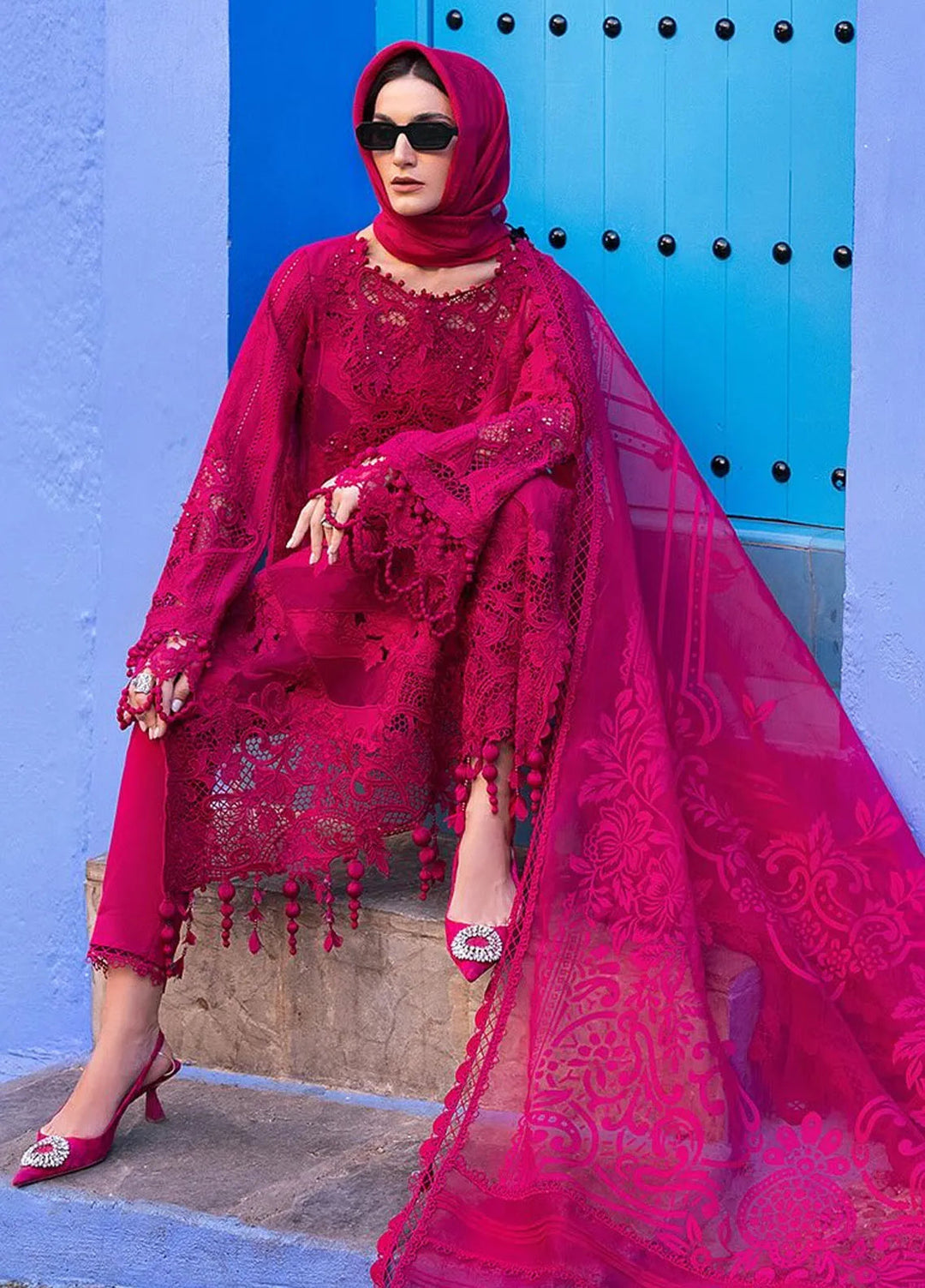 Maria B Embroidered Suits Unstitched 3 Piece MB25VL D-8A - Luxury Collection