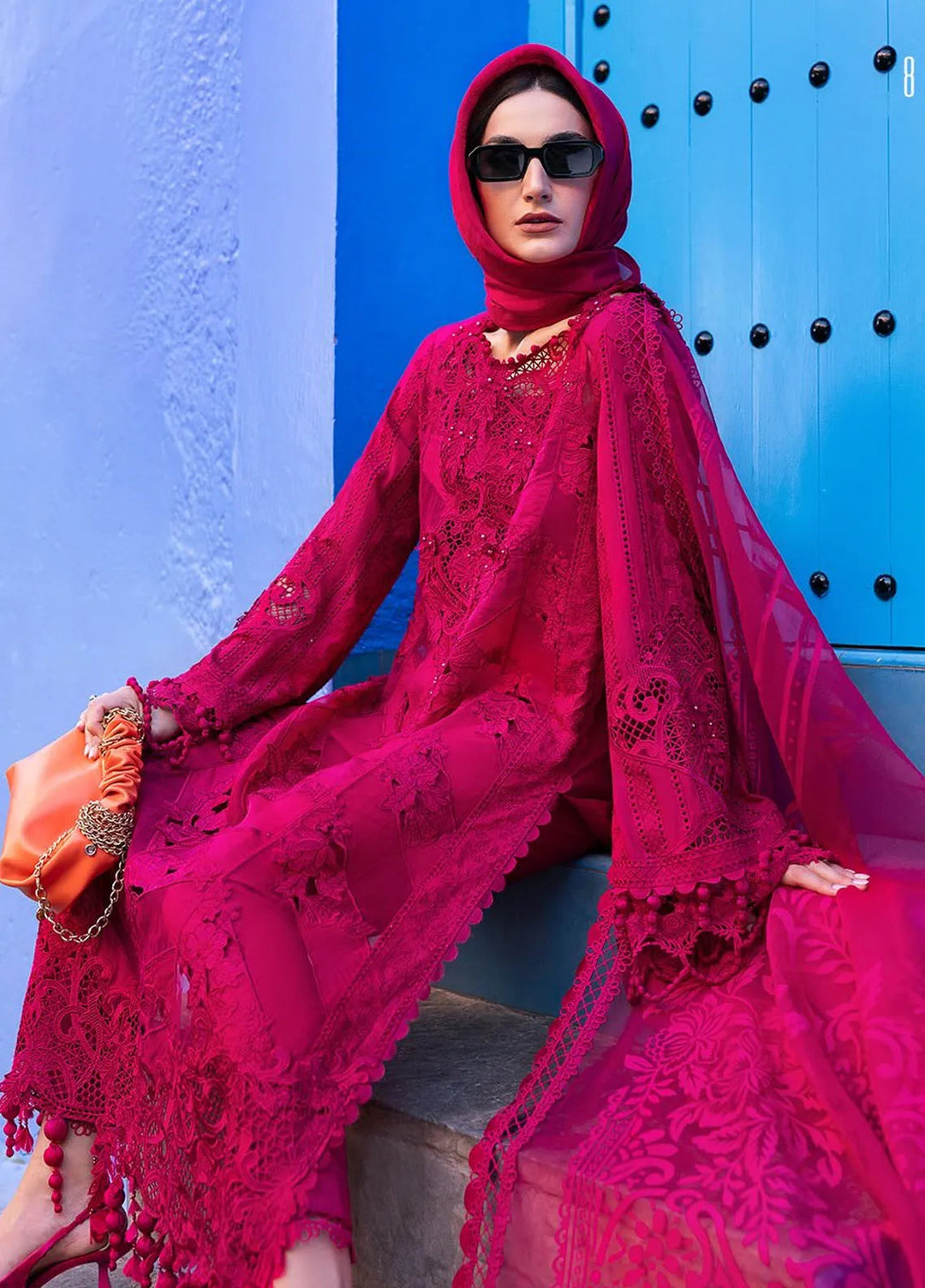 Maria B Embroidered Suits Unstitched 3 Piece MB25VL D-8A - Luxury Collection