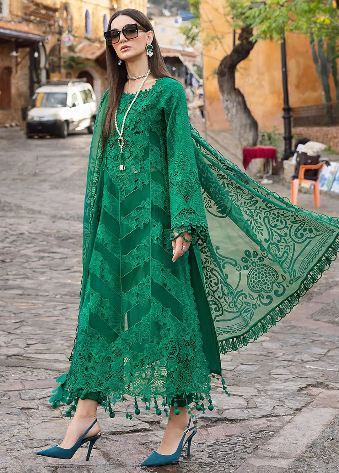 Maria B Embroidered Suits Unstitched 3 Piece MB25VL D-8B - Luxury Collection