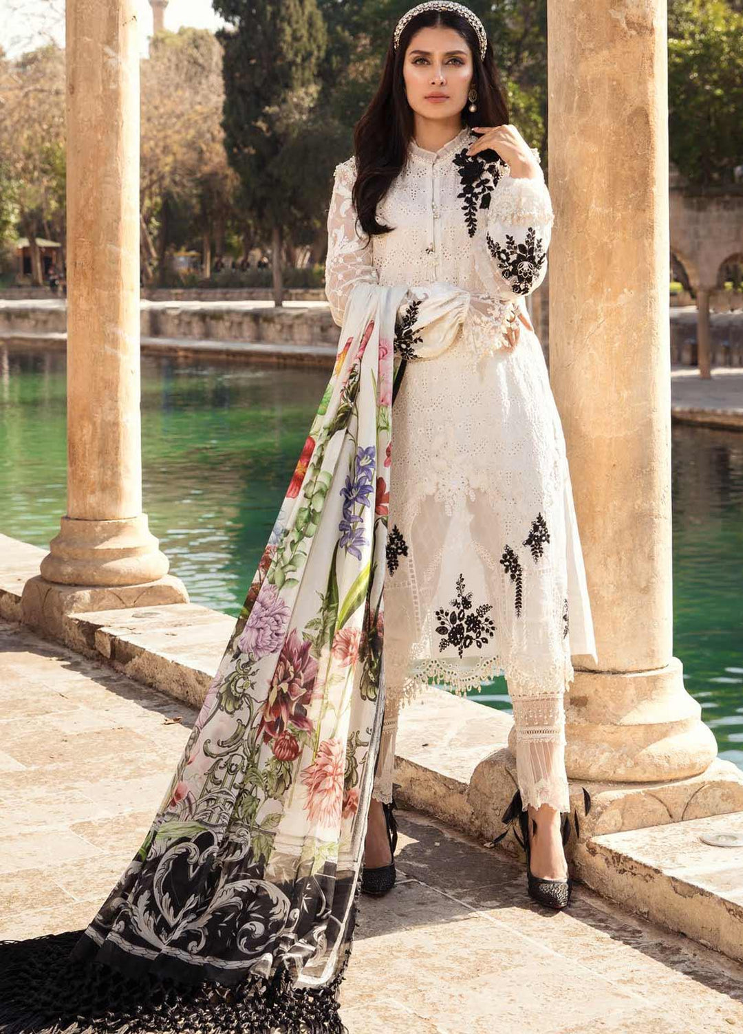 Maria B Embroidered Lawn Suits Unstitched 3 Piece MB21L 1-A - Summer Collection