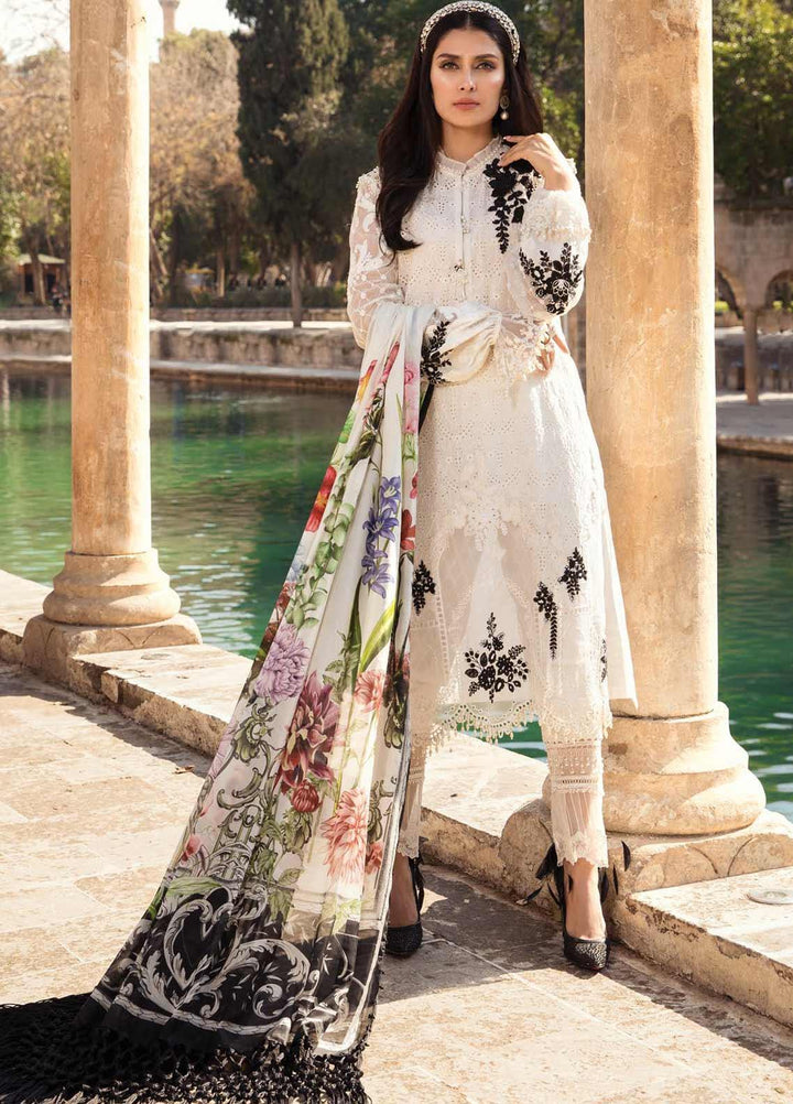 Maria B Embroidered Lawn Suits Unstitched 3 Piece MB21L 1-A - Summer Collection