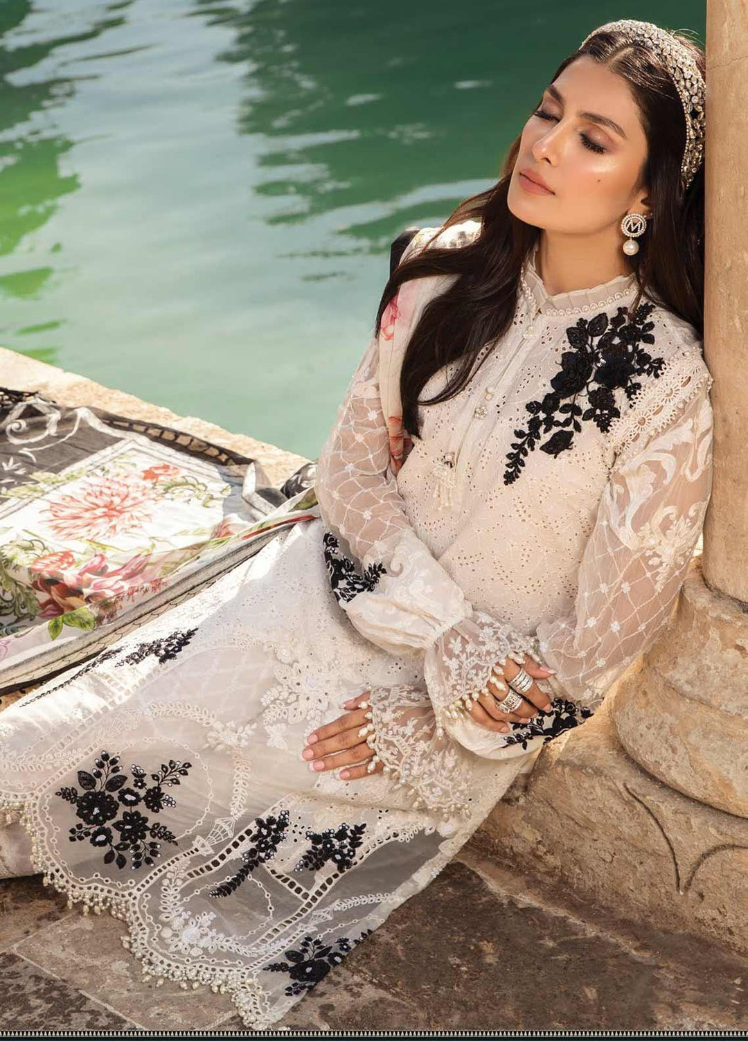 Maria B Embroidered Lawn Suits Unstitched 3 Piece MB21L 1-A - Summer Collection