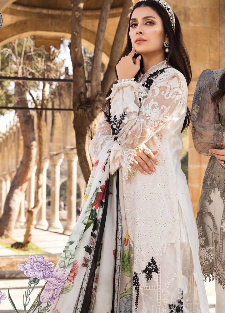 Maria B Embroidered Lawn Suits Unstitched 3 Piece MB21L 1-A - Summer Collection