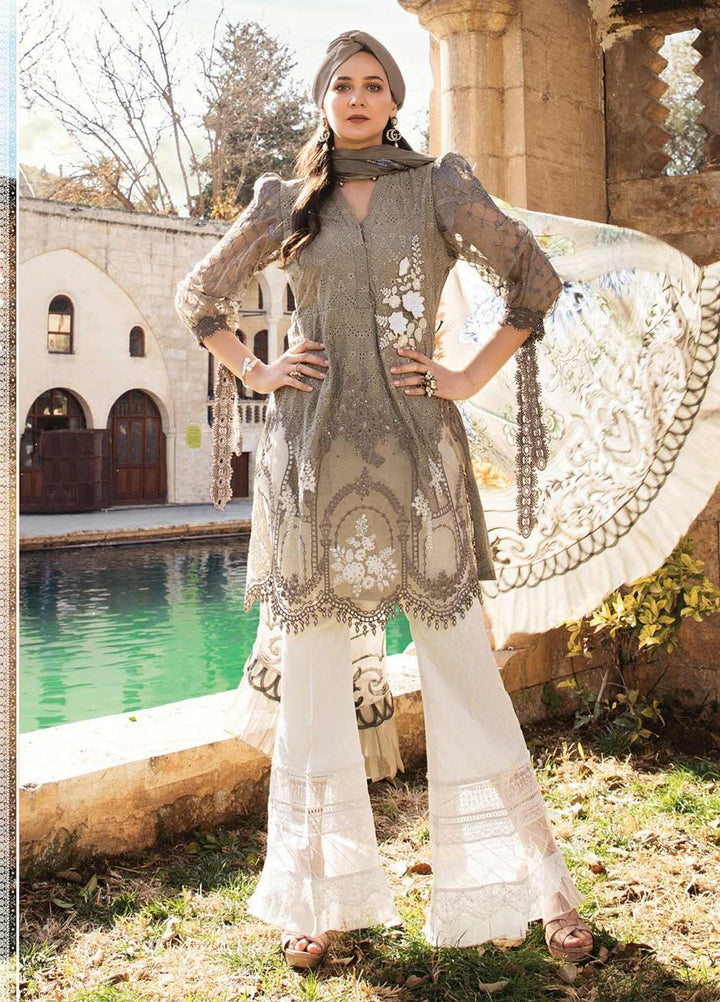 Maria B Embroidered Lawn Suits Unstitched 3 Piece MB21L 1-B - Summer Collection
