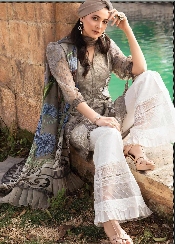 Maria B Embroidered Lawn Suits Unstitched 3 Piece MB21L 1-B - Summer Collection