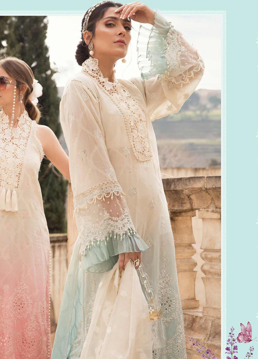 Maria B Embroidered Lawn Suits Unstitched 3 Piece MB21L 11-A - Summer Collection