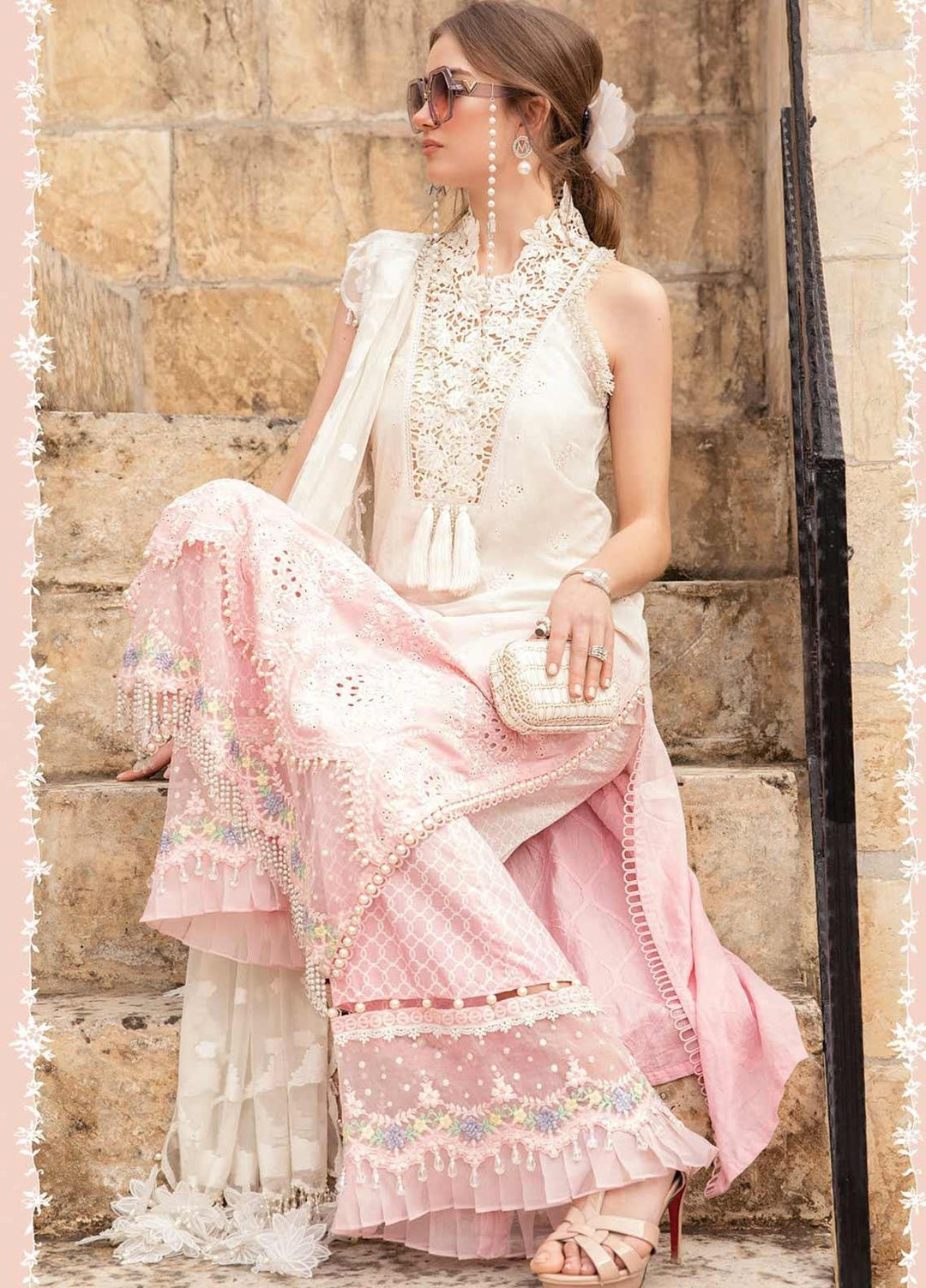 Maria B Embroidered Lawn Suits Unstitched 3 Piece MB21L 11-B - Summer Collection