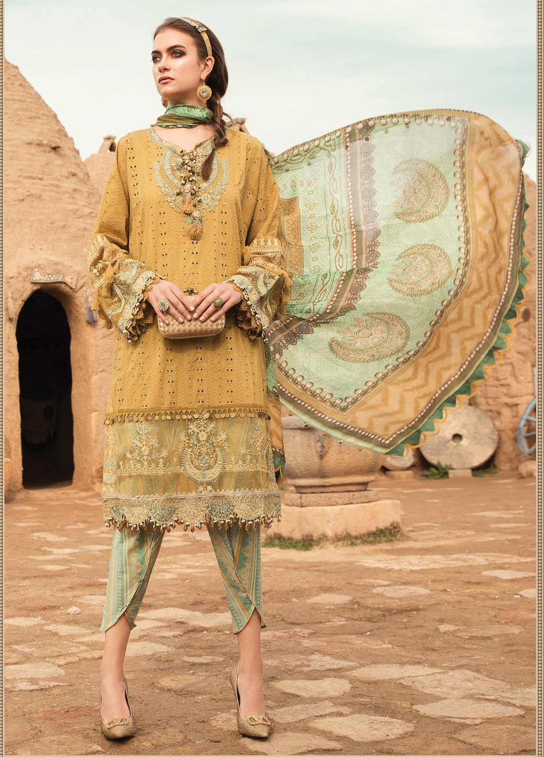 Maria B Embroidered Lawn Suits Unstitched 3 Piece MB21L 13-A - Summer Collection
