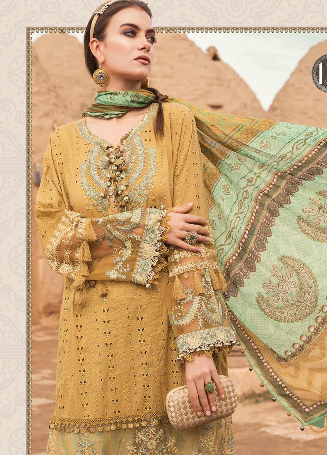 Maria B Embroidered Lawn Suits Unstitched 3 Piece MB21L 13-A - Summer Collection
