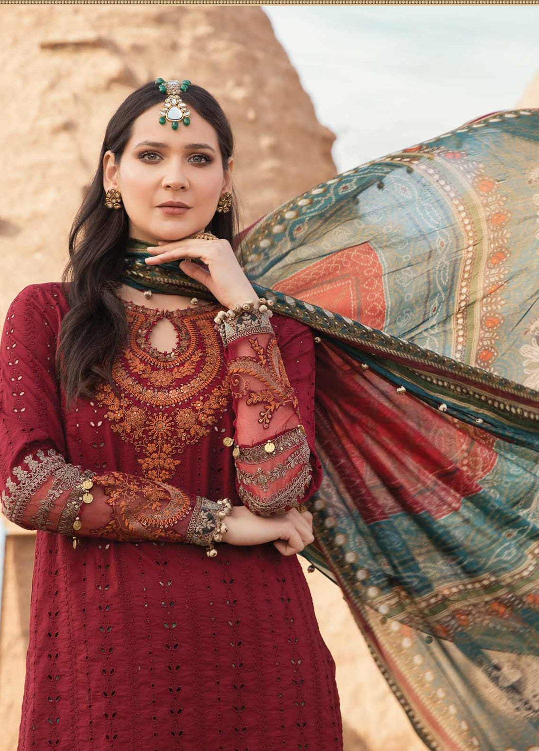 Maria B Embroidered Lawn Suits Unstitched 3 Piece MB21L 13-B - Summer Collection