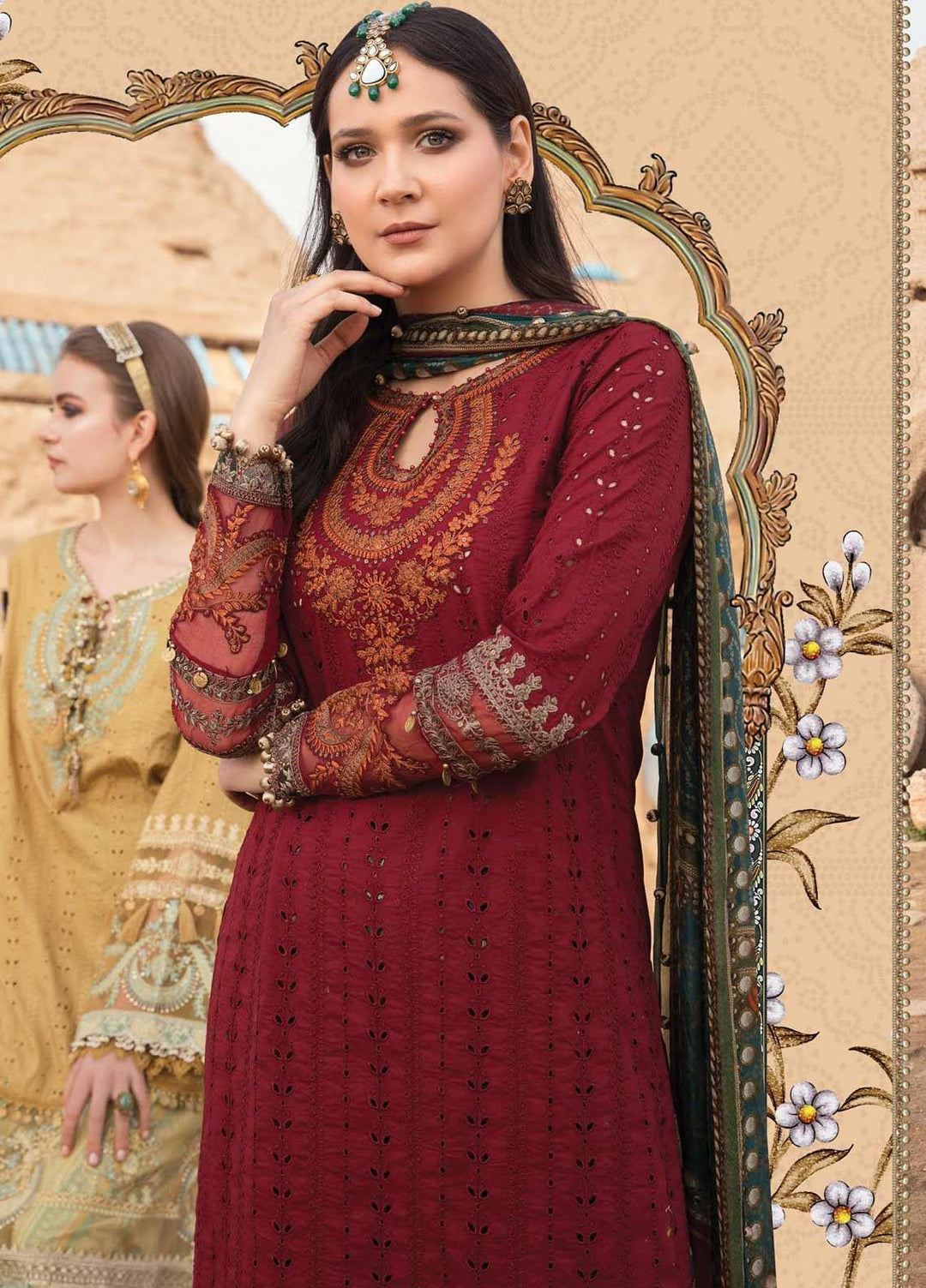 Maria B Embroidered Lawn Suits Unstitched 3 Piece MB21L 13-B - Summer Collection