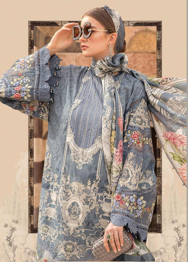Maria B Embroidered Lawn Suits Unstitched 3 Piece MB21L 15-B - Summer Collection